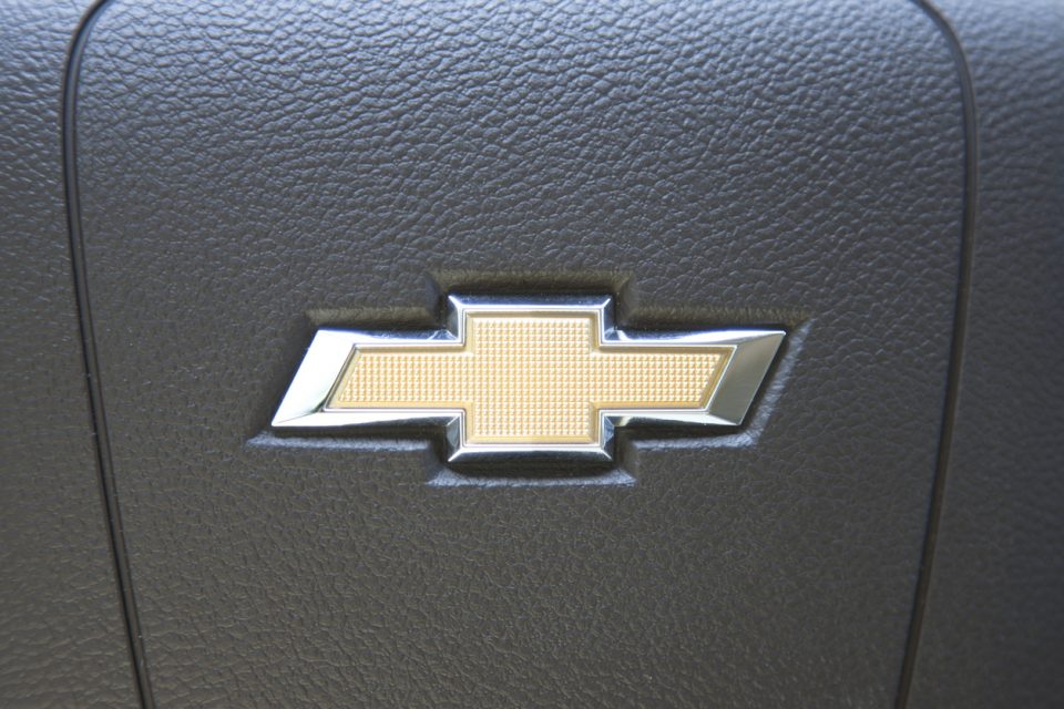 Chevrolet logo on steering wheel