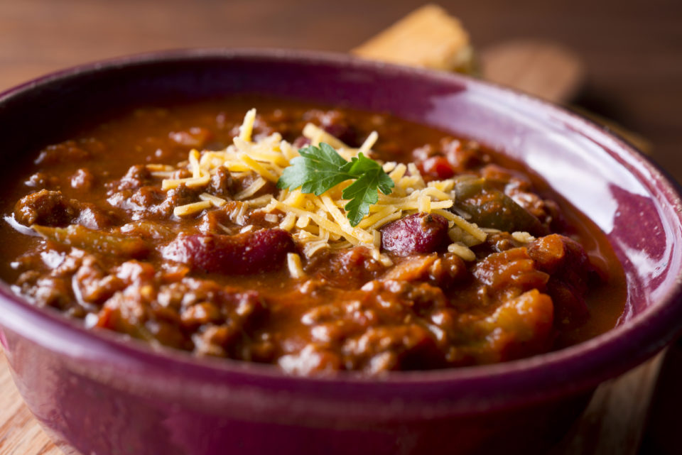 Fresh Bowl of Chili with Corn Bread.