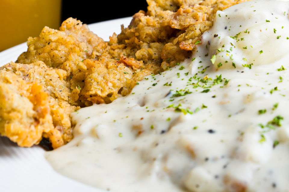 Fried Steak with Green Peas