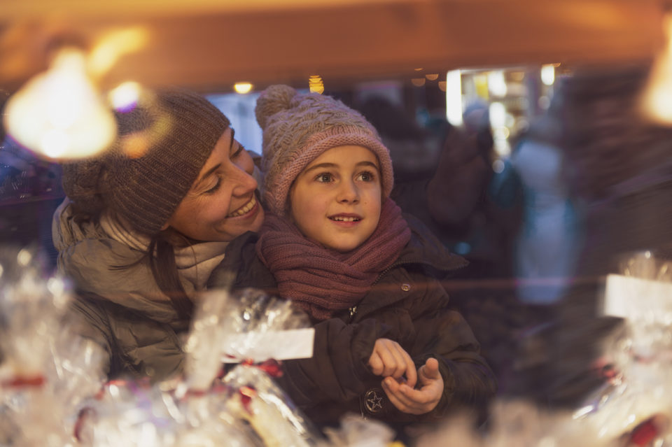 family at fair during the winter