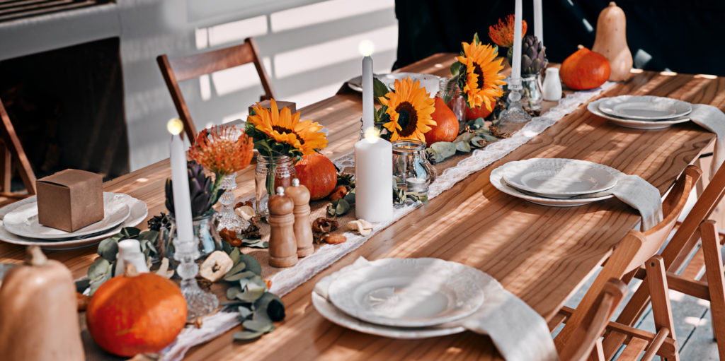 Shot of a table set up for a Fall celebration at home