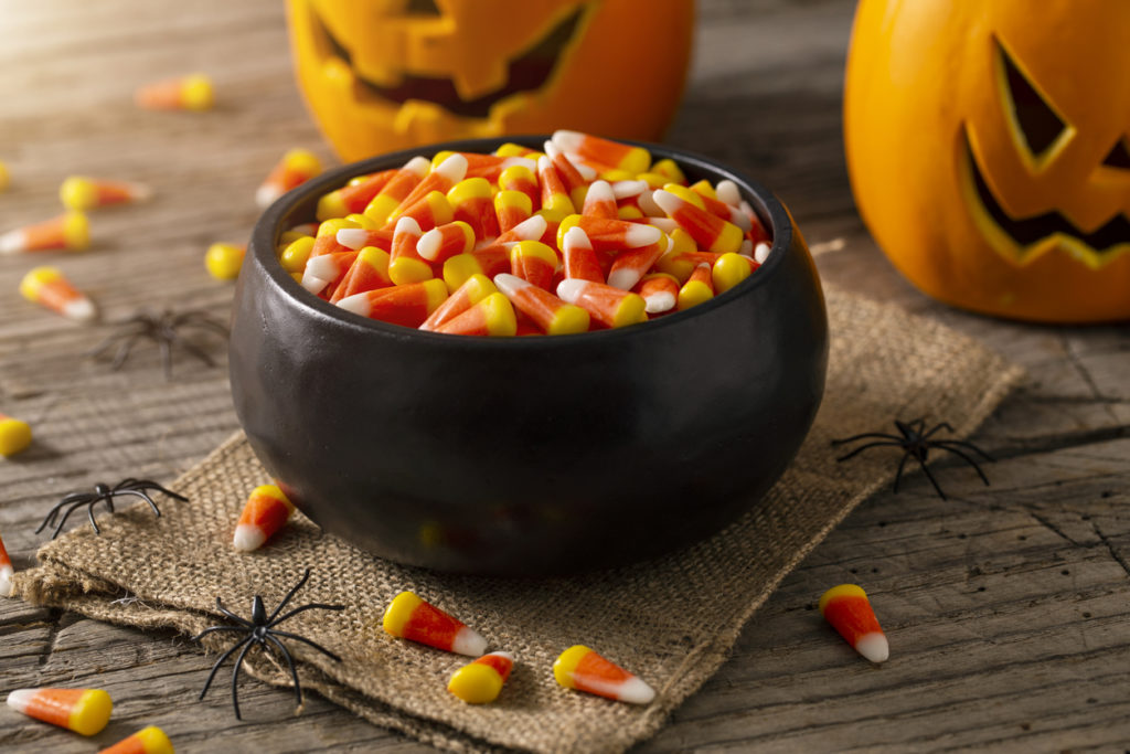 Bowl of Halloween candy corns