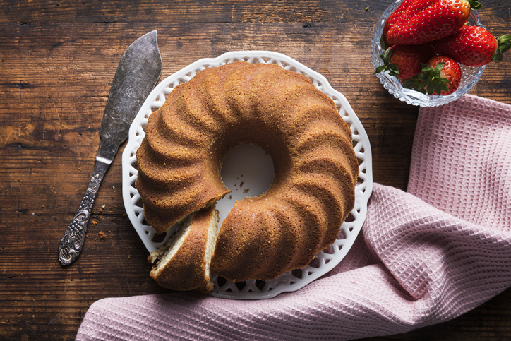 image of pound cake against wooden background